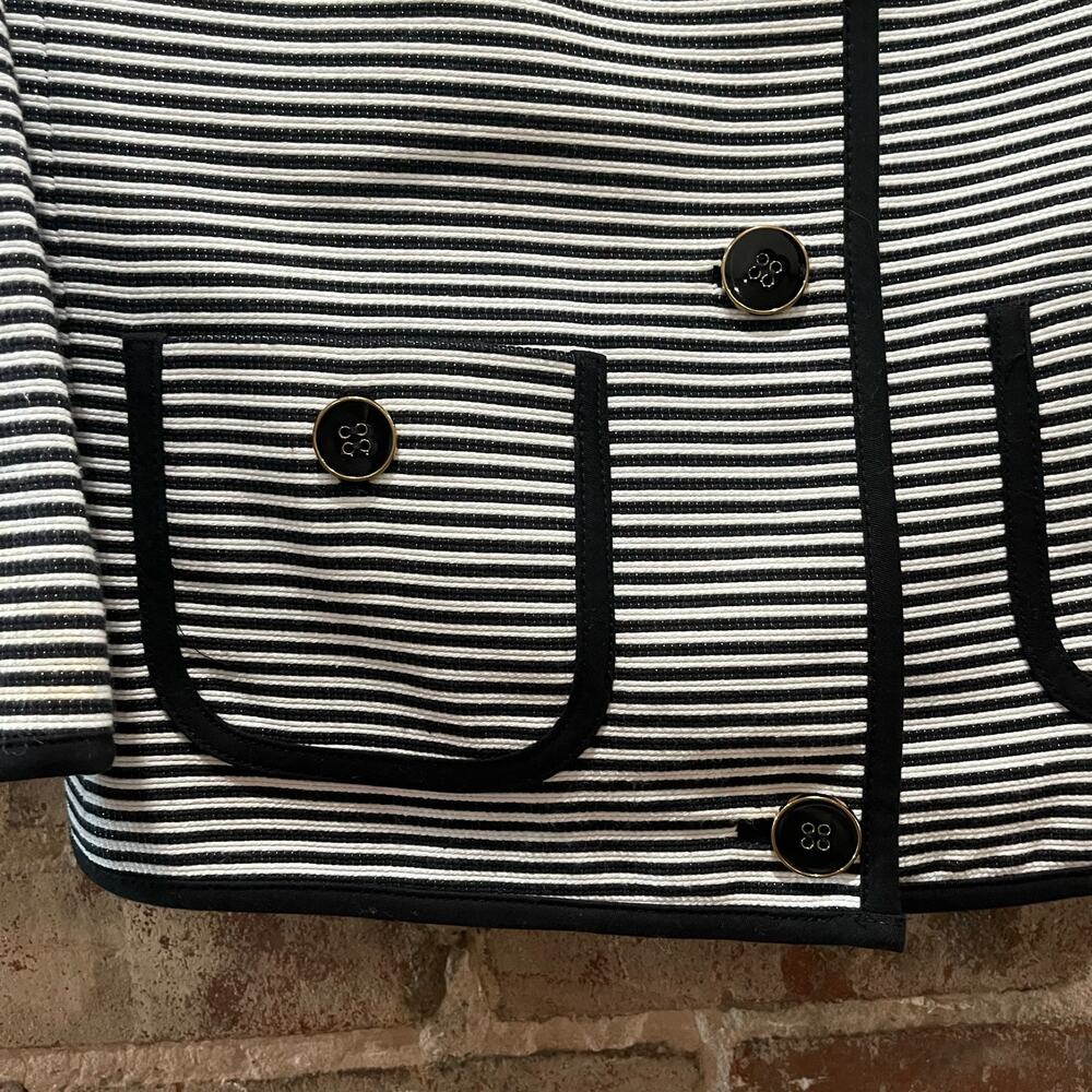 Talbots Striped‎ Black & White Blazer Jacket Size 4P - Picture 5 of 7